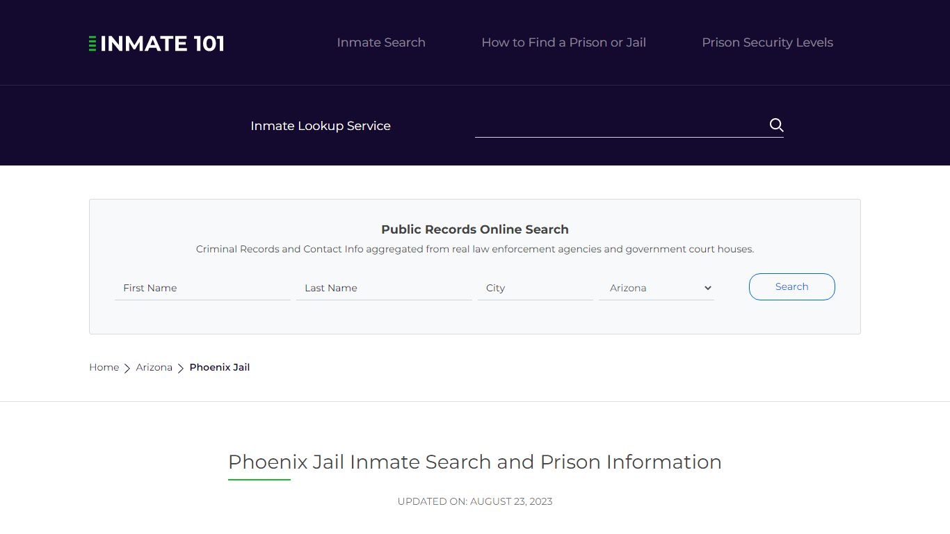 Phoenix Jail Inmate Search and Prison Information